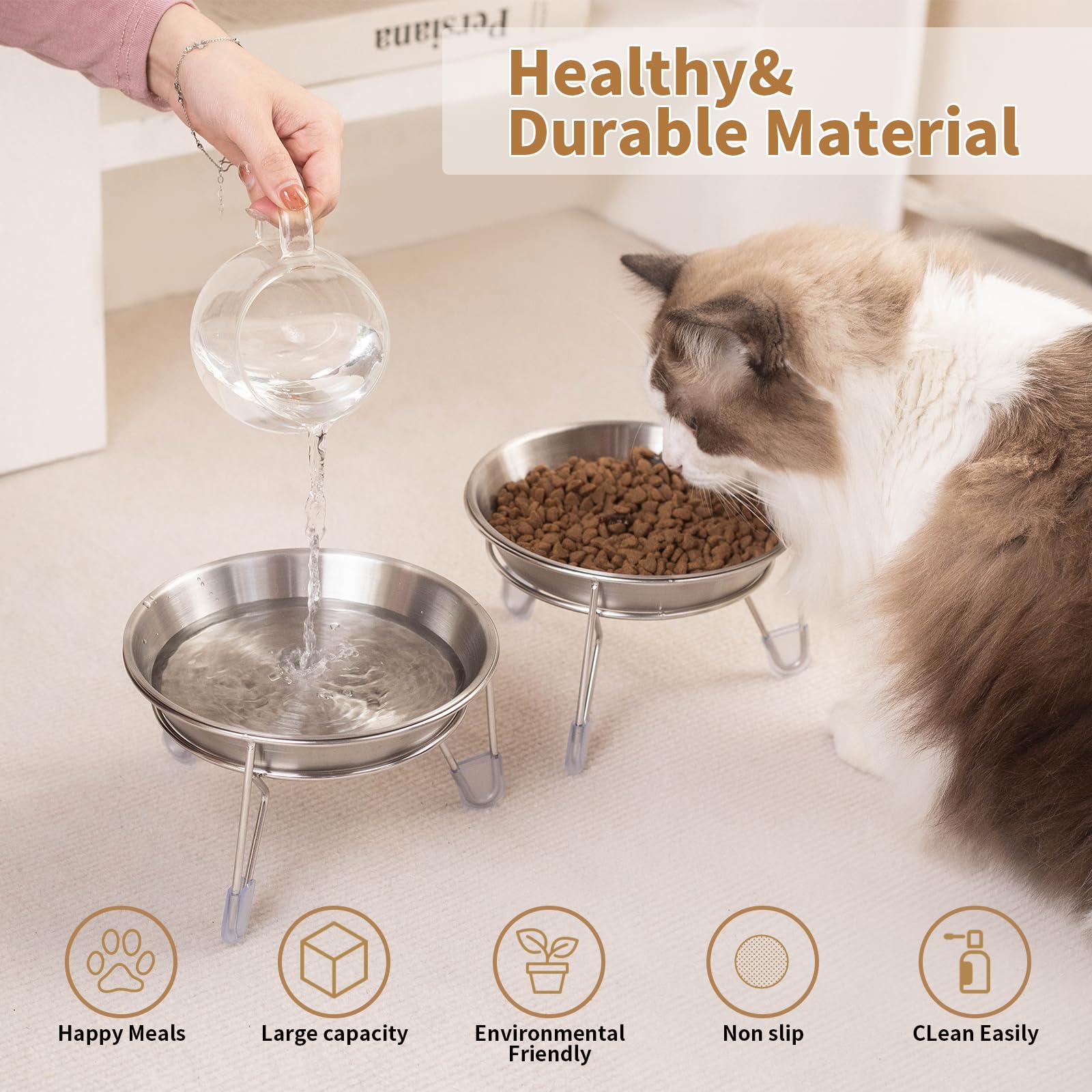 Meowgod soporte antideslizante mantiene estable el tazón durante la comida.