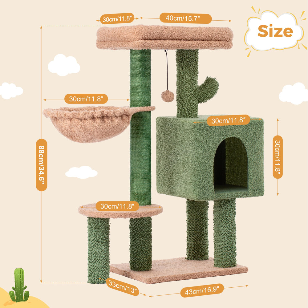 Meowrista poste rascado cactus: poste de sisal largo para estirarse y afilar uñas.