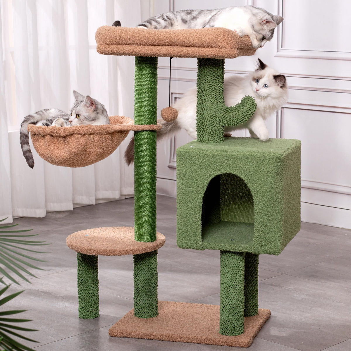 Meowrista árbol cactus para gatos: torre de 34 pulgadas para trepar y observar.