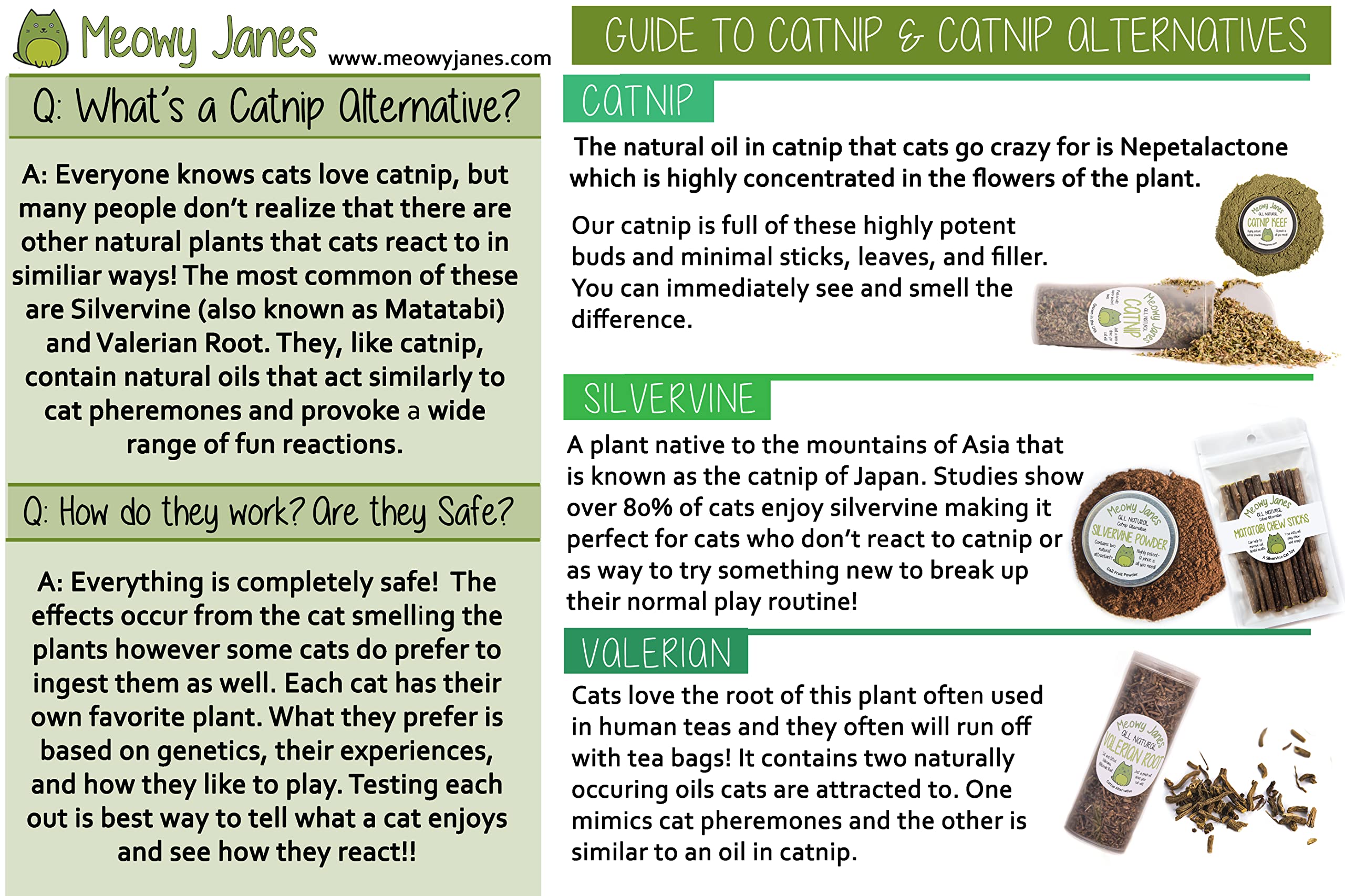 Empaque de Meowy Janes palito matatabi masticable, preparado para uso diario y compra conveniente.