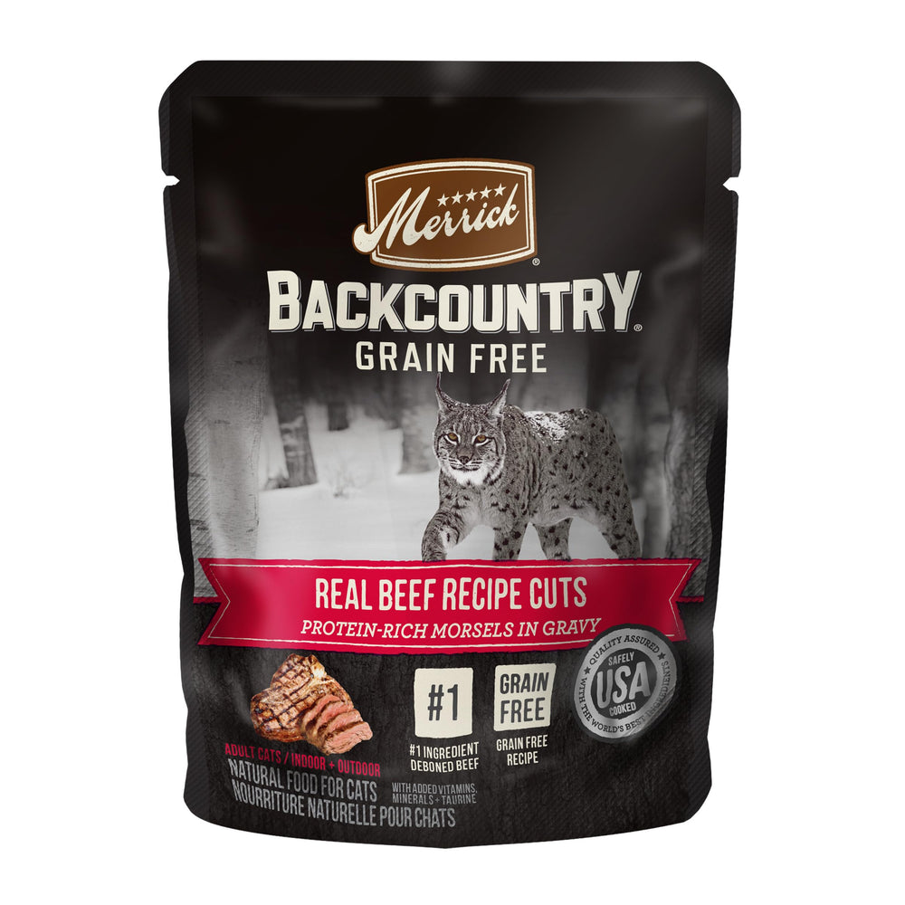 Merrick Backcountry cortes carne en salsa, alimento húmedo premium para gatos adultos