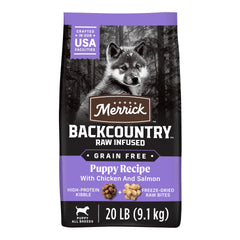 Merrick Backcountry croqueta seca para cachorros, ideal para desarrollo y energía diaria.
