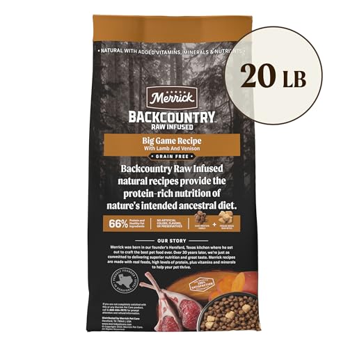 Merrick Backcountry aporta energía diaria para perros activos.