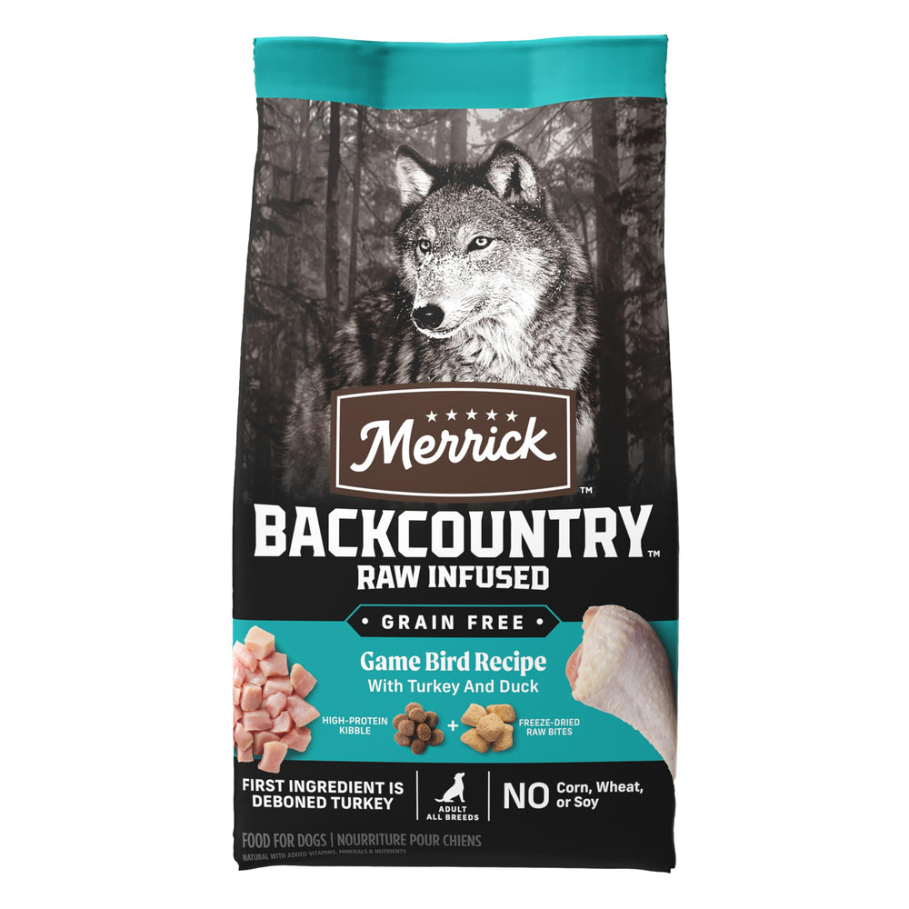 Merrick Backcountry Game Bird pato deshuesado para sabor enriquecido