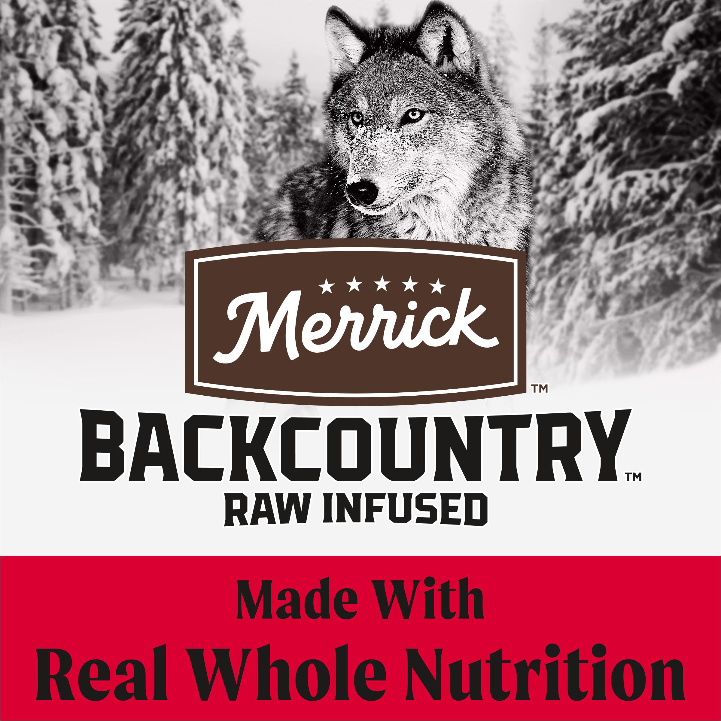 Merrick Backcountry trozos crudos liofilizados: textura premium para comidas diarias.