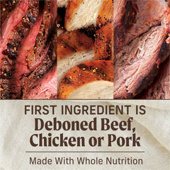 Merrick Barbacoa en lata: ingredientes reales y textura suave para perros adultos.