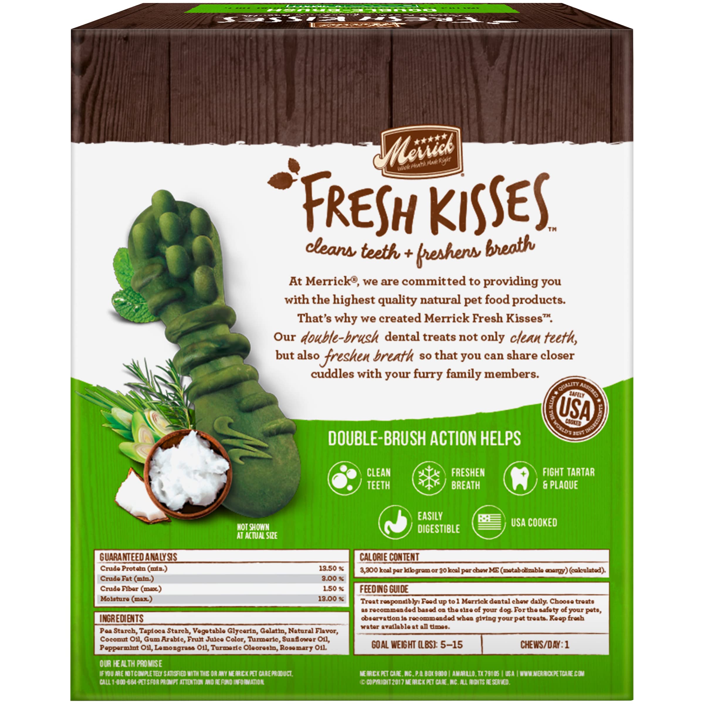 Merrick Fresh Kisses: aceites-naturales coco-menta, aroma agradable durante el mordisqueo