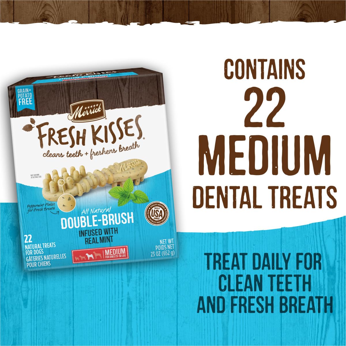 Merrick Fresh Kisses ayuda a la higiene dental diaria.