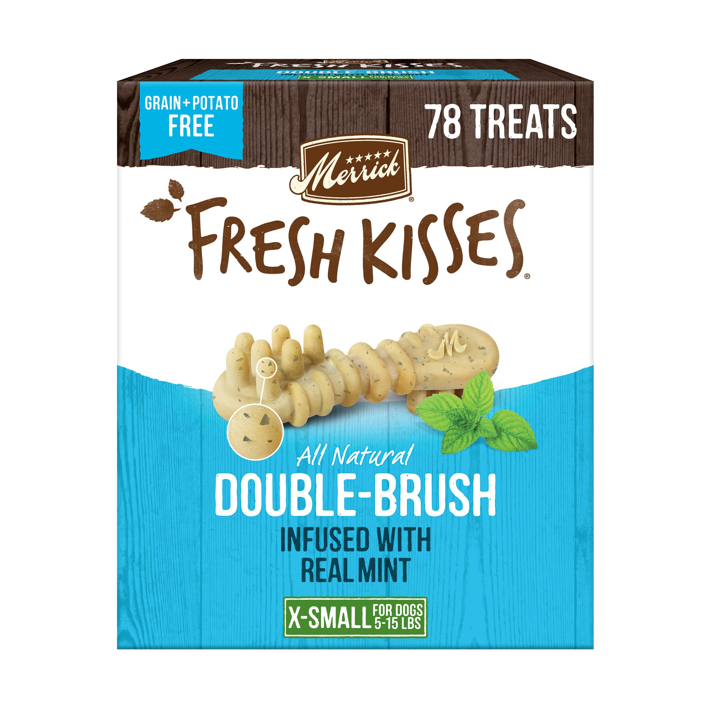 Merrick Fresh Kisses: caja frontal para aliento fresco en perros pequeños