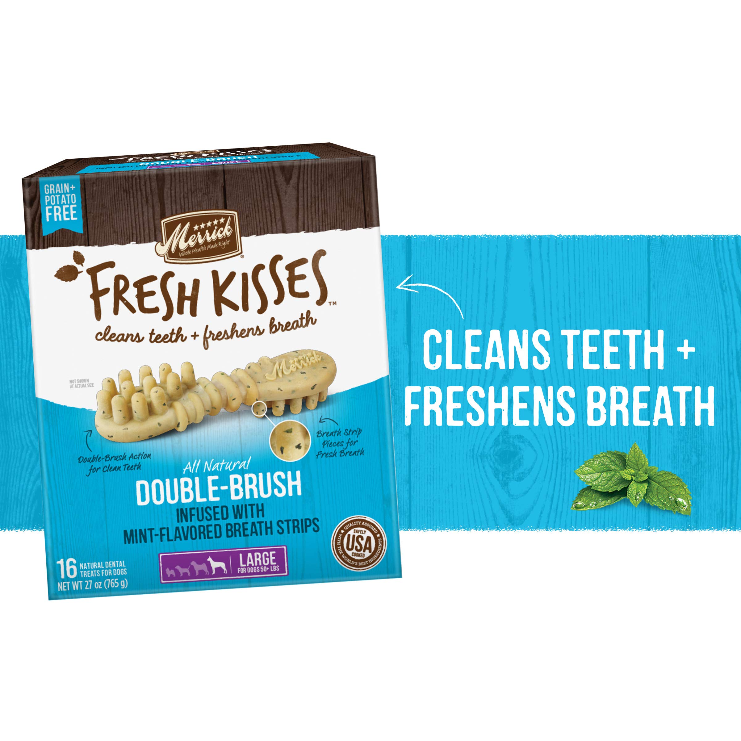 Merrick masticables dentales de doble cepillado para perros grandes
