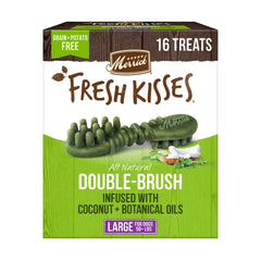 Merrick Fresh Kisses, doble cepillo para limpieza dental en perros grandes.