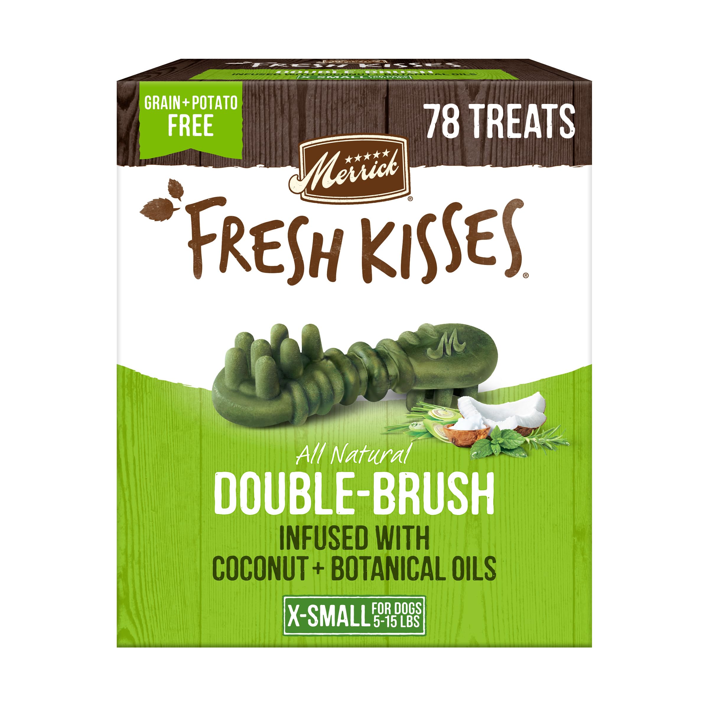 Merrick Fresh Kisses para perros mini, paquete de 78 uds, limpieza dental.