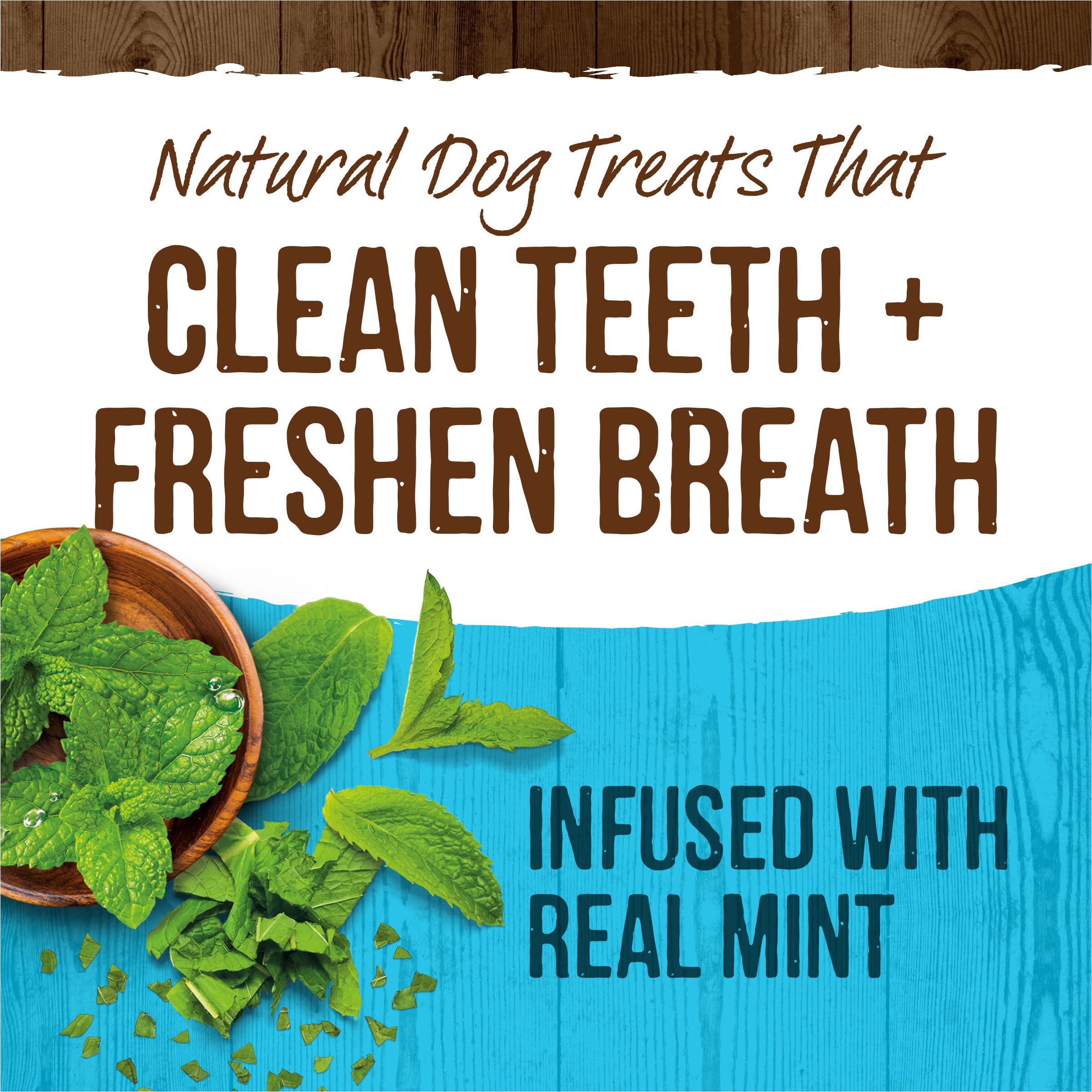 Merrick Fresh Kisses: diseño doble-cepillo para limpiar dientes al masticar.