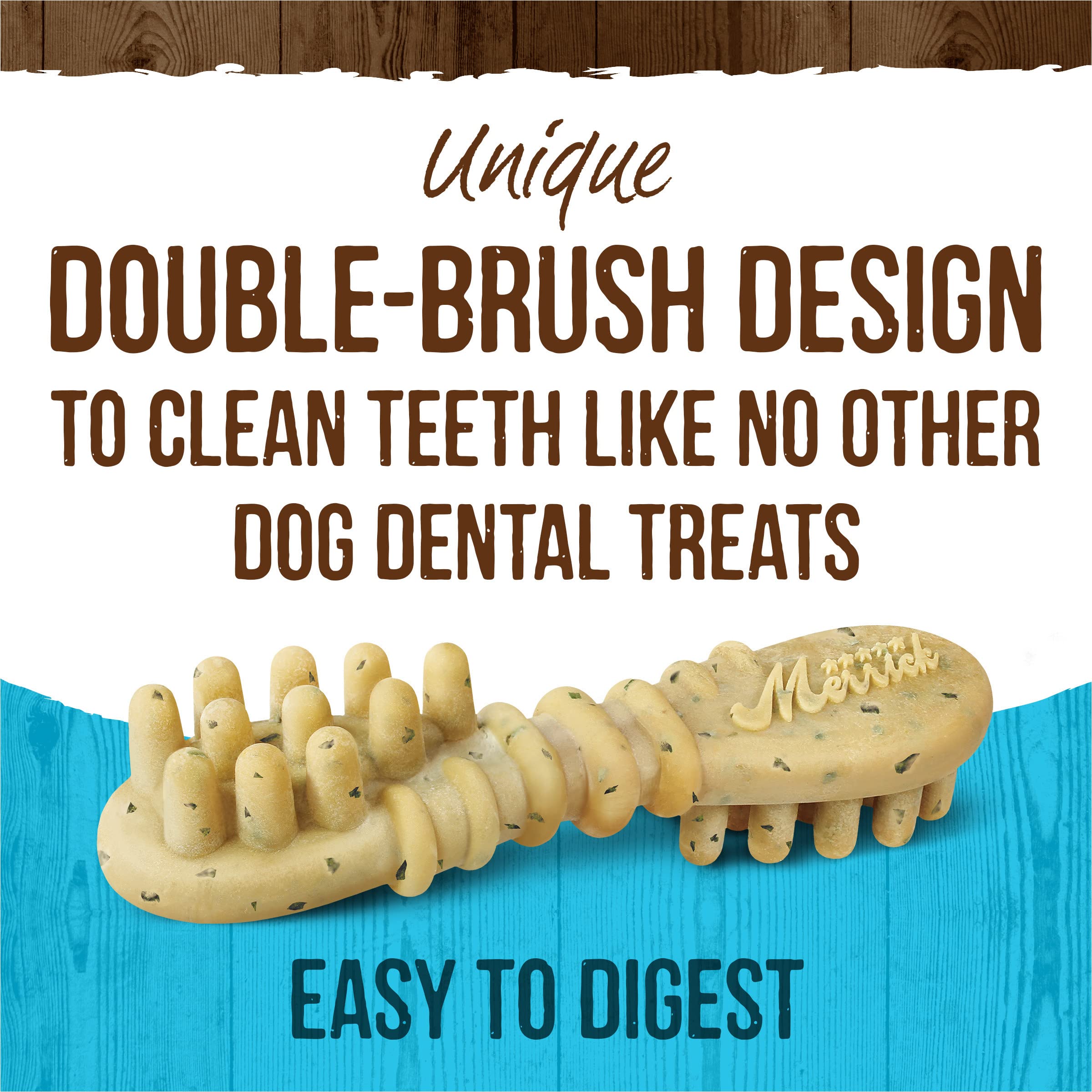 Merrick Fresh Kisses: diseño de doble cepillo para una limpieza al masticar.