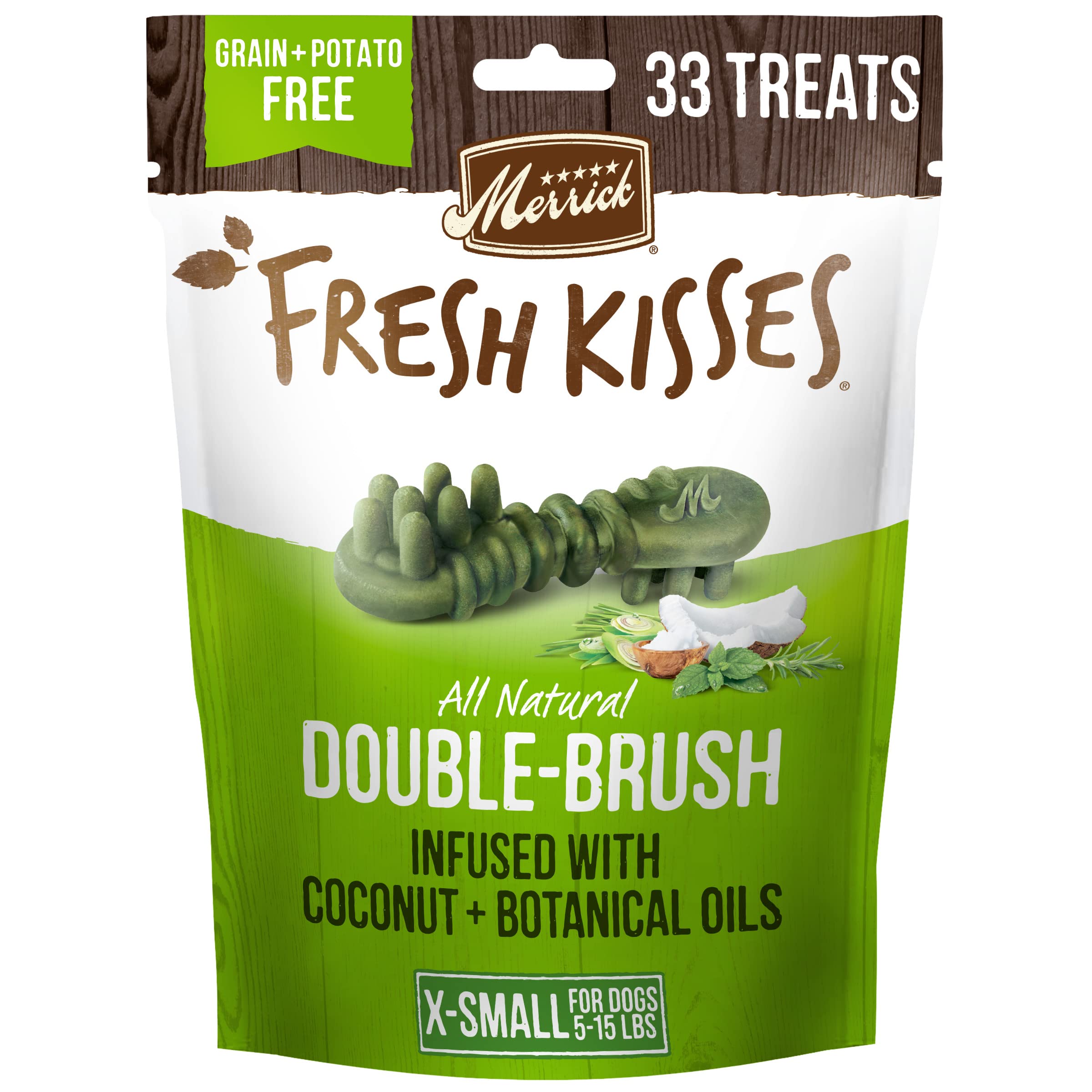 Merrick Fresh Kisses empaque de 33 unidades, ideal para uso diario.