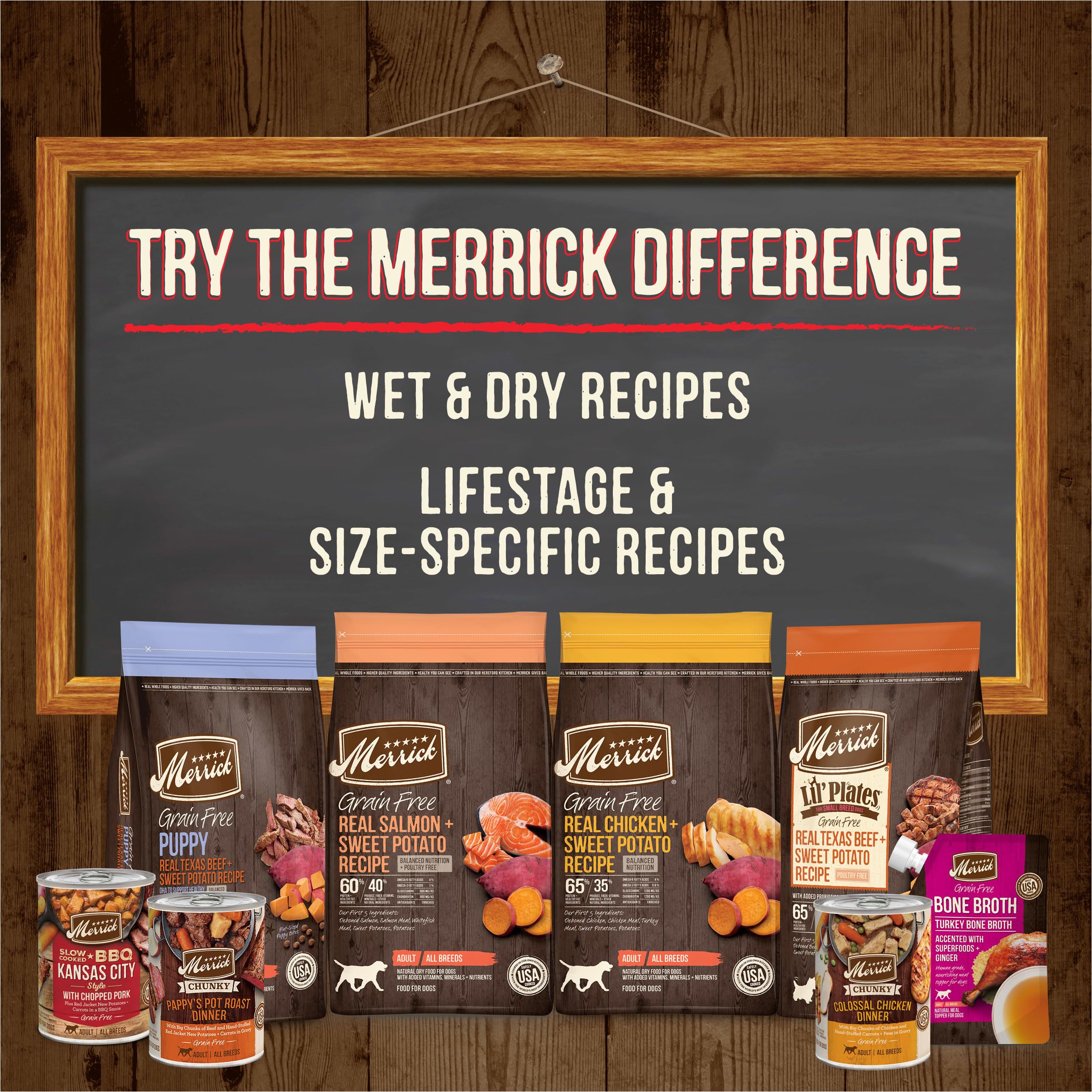 Galletas para perros Merrick hechas en Texas, cocina artesanal.