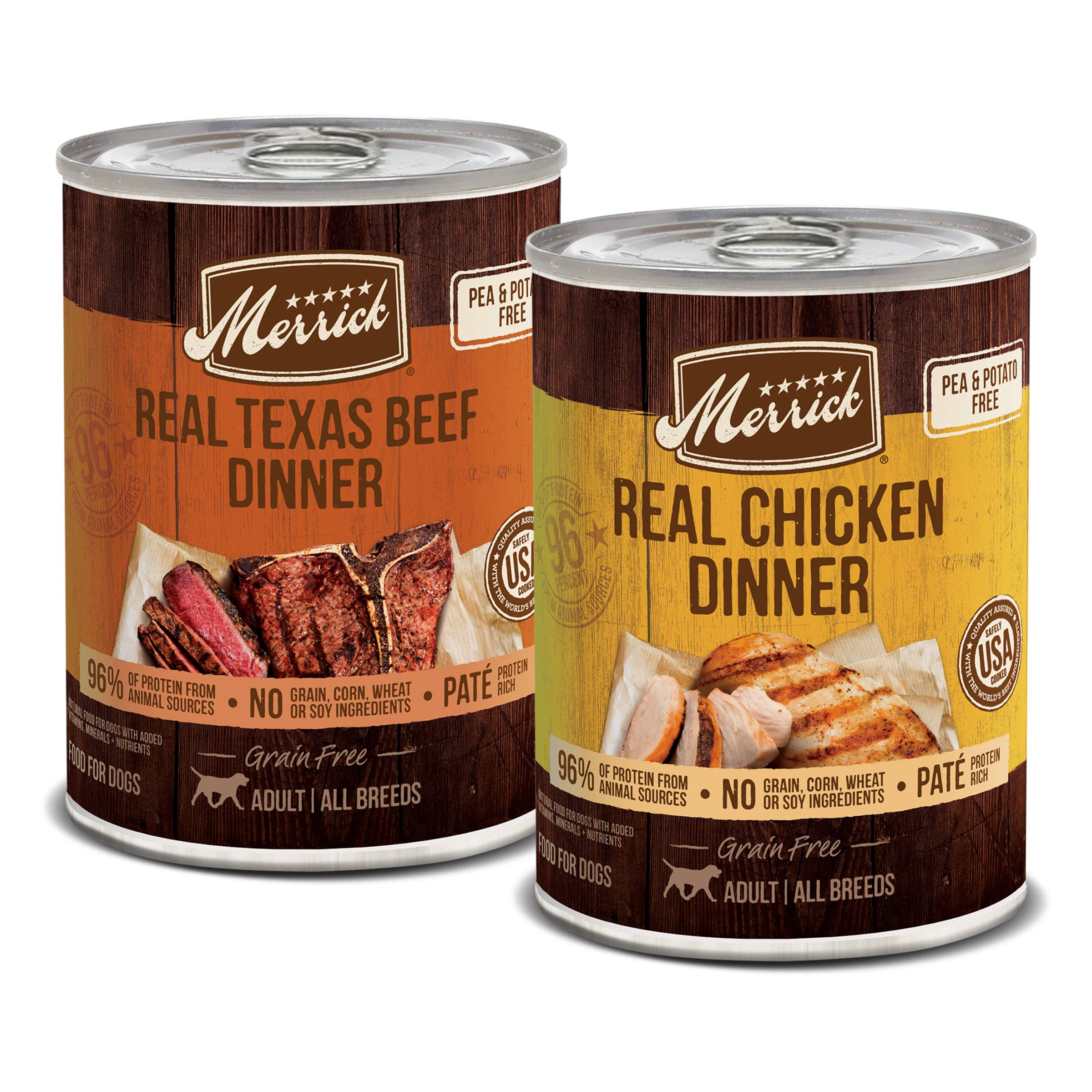 Merrick Real Texas Beef Dinner en lata, textura suave para perros adultos