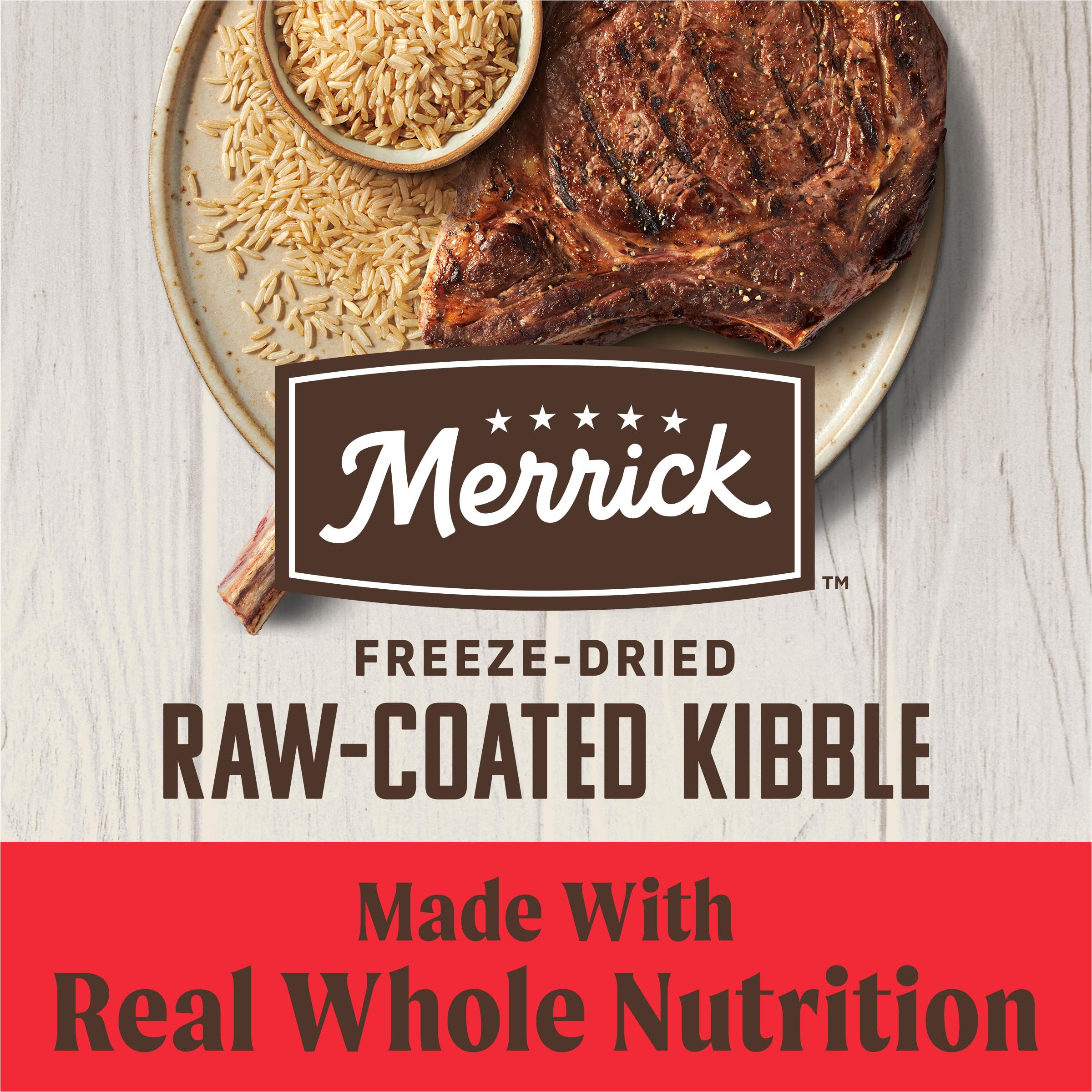 Merrick Healthy Grains: recubrimiento crudo liofilizado para mayor sabor