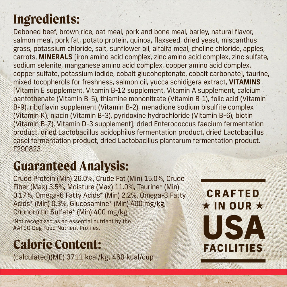 Merrick Healthy Grains omega-6 y omega-3 para piel y pelaje.