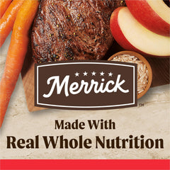 Merrick Healthy Grains con carne de res real, ingrediente principal de calidad.