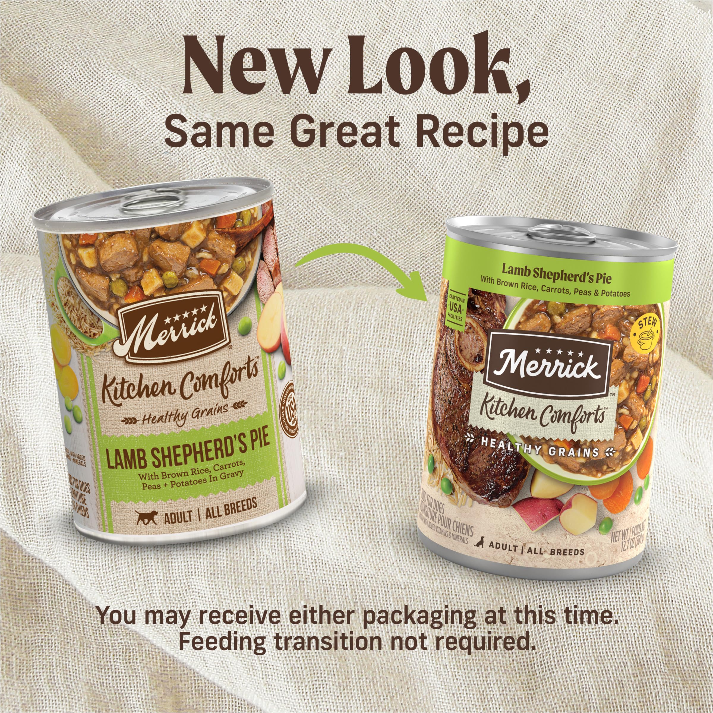 Merrick Kitchen Comforts cordero-pie en lata con cordero real como primer ingrediente.