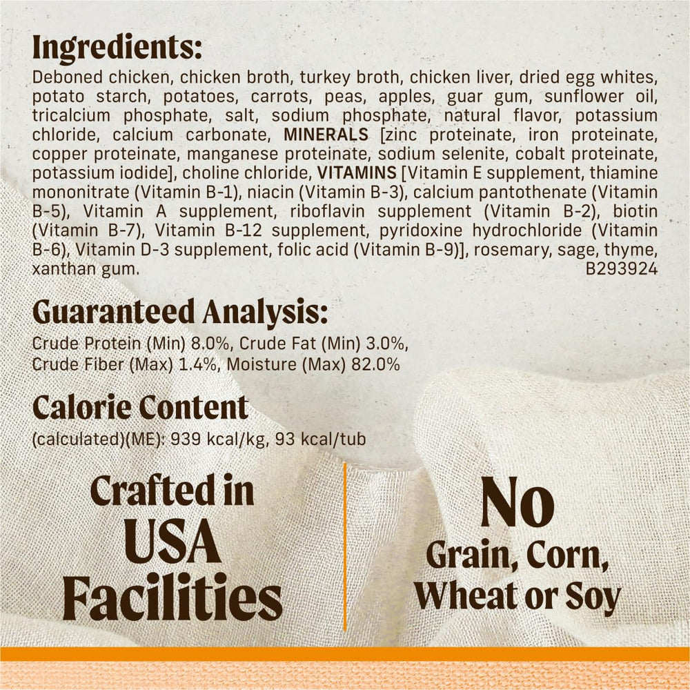 Con ingredientes naturales como papas, zanahorias y manzanas para una opción digestible.