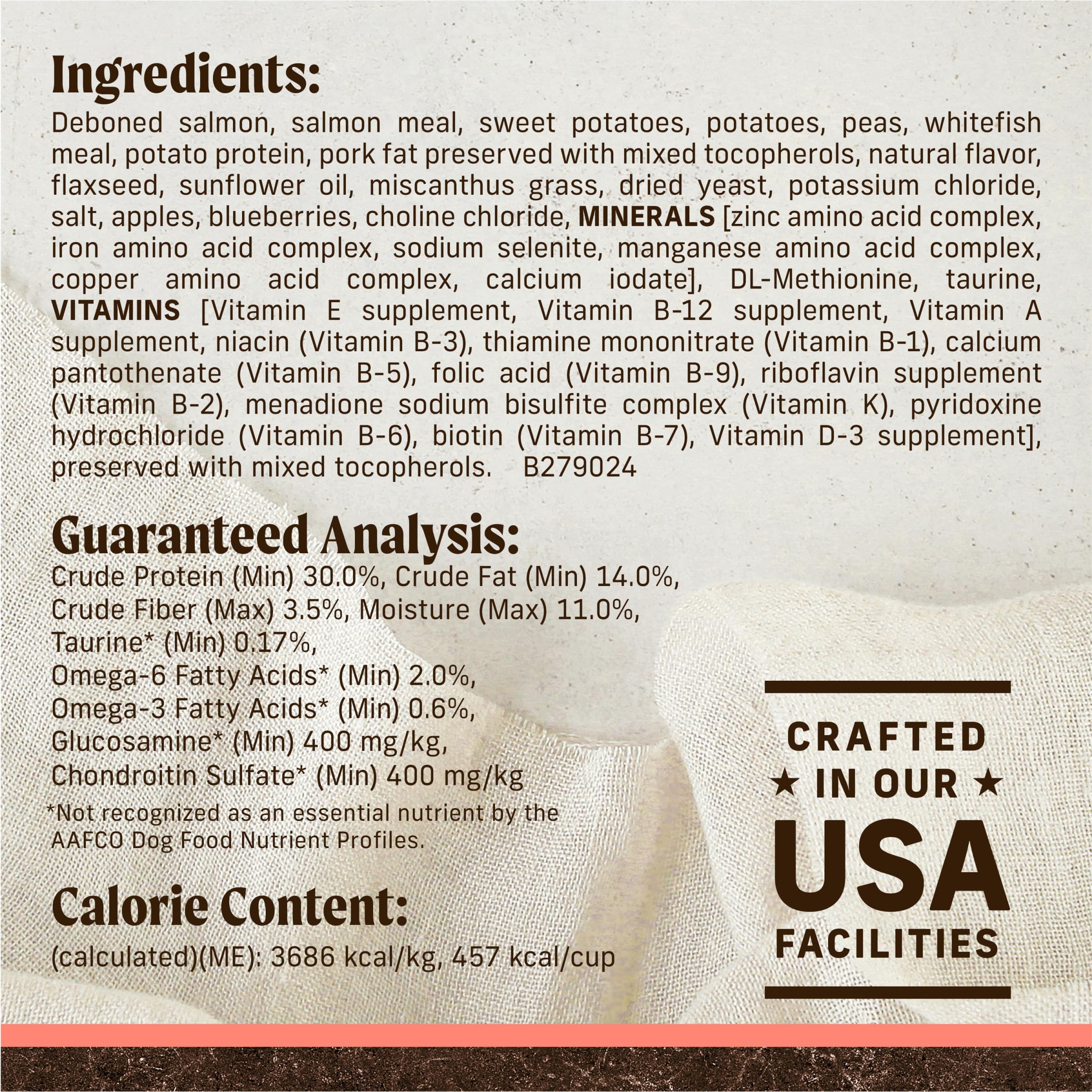 Merrick aporta omega-6 y omega-3 para piel y pelaje saludables.