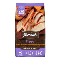 Merrick Premium sin granos con pollo real, ideal para crecimiento muscular