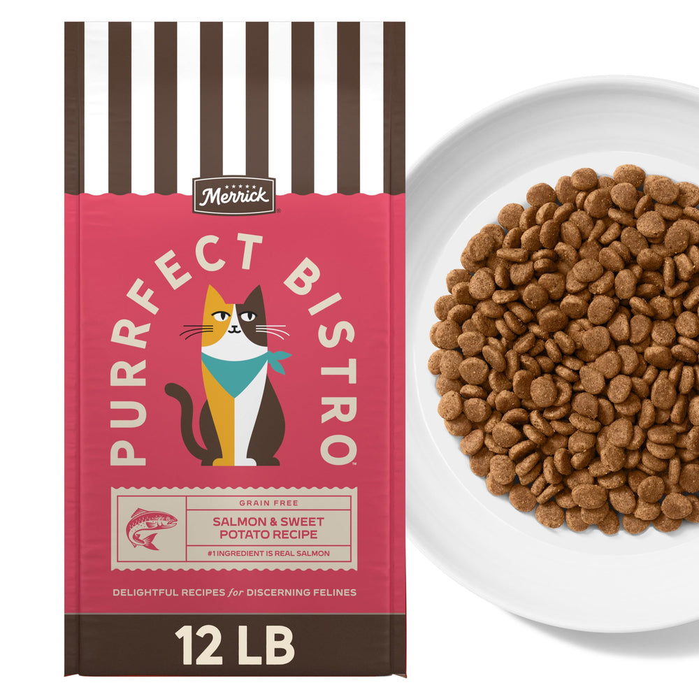 Merrick Purrfect Bistro con salmón y batata, croqueta sin granos para gatos adultos