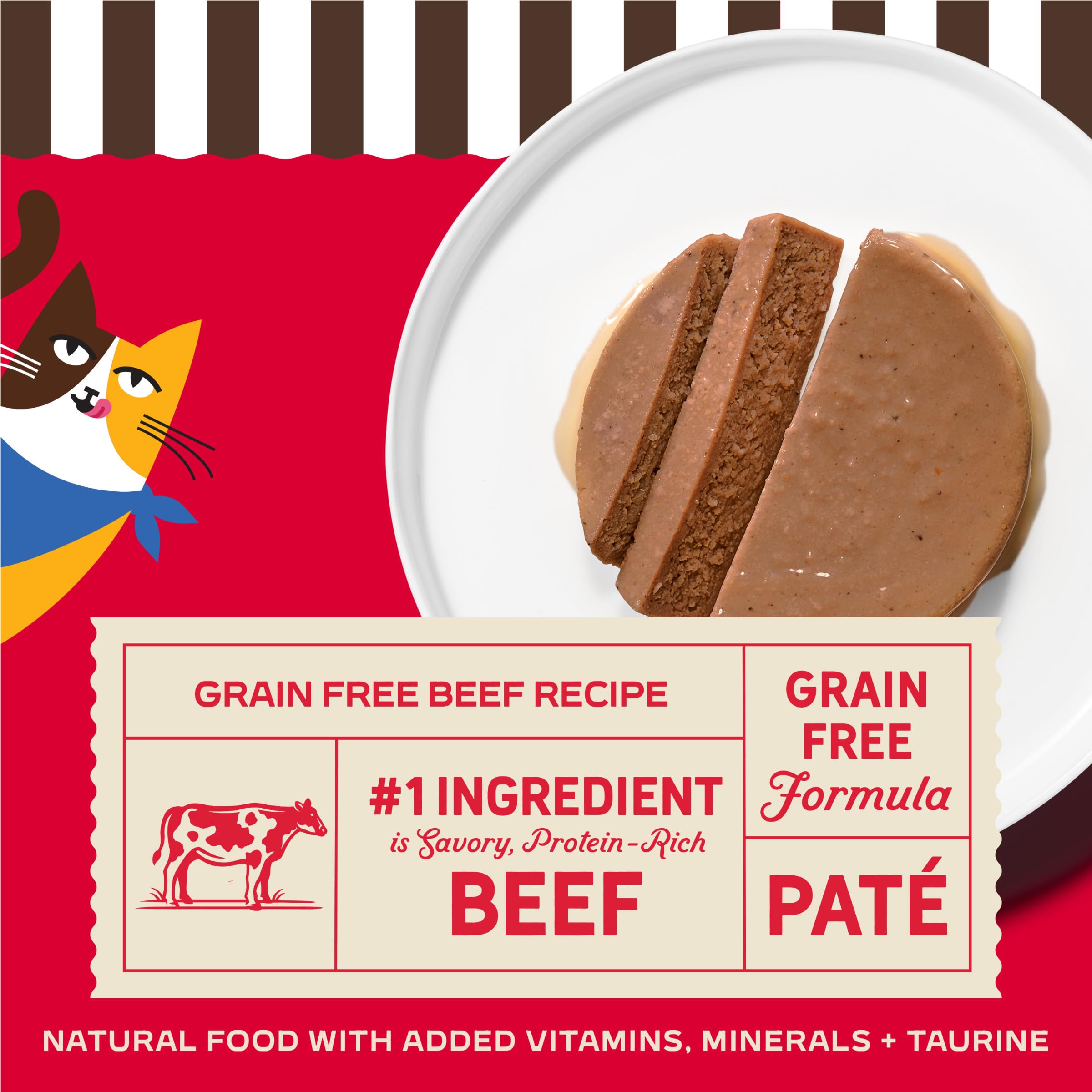 Textura suave de pate Merrick, experiencia gourmet para felinos.