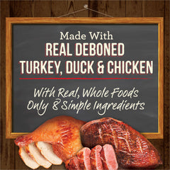 Merrick Turducken con pato real, proteína sabrosa para perros