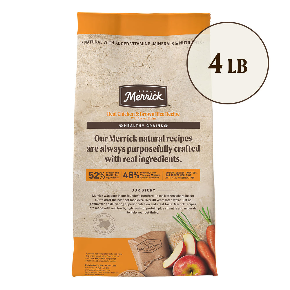 Merrick con vitaminas y minerales añadidos para dieta completa.