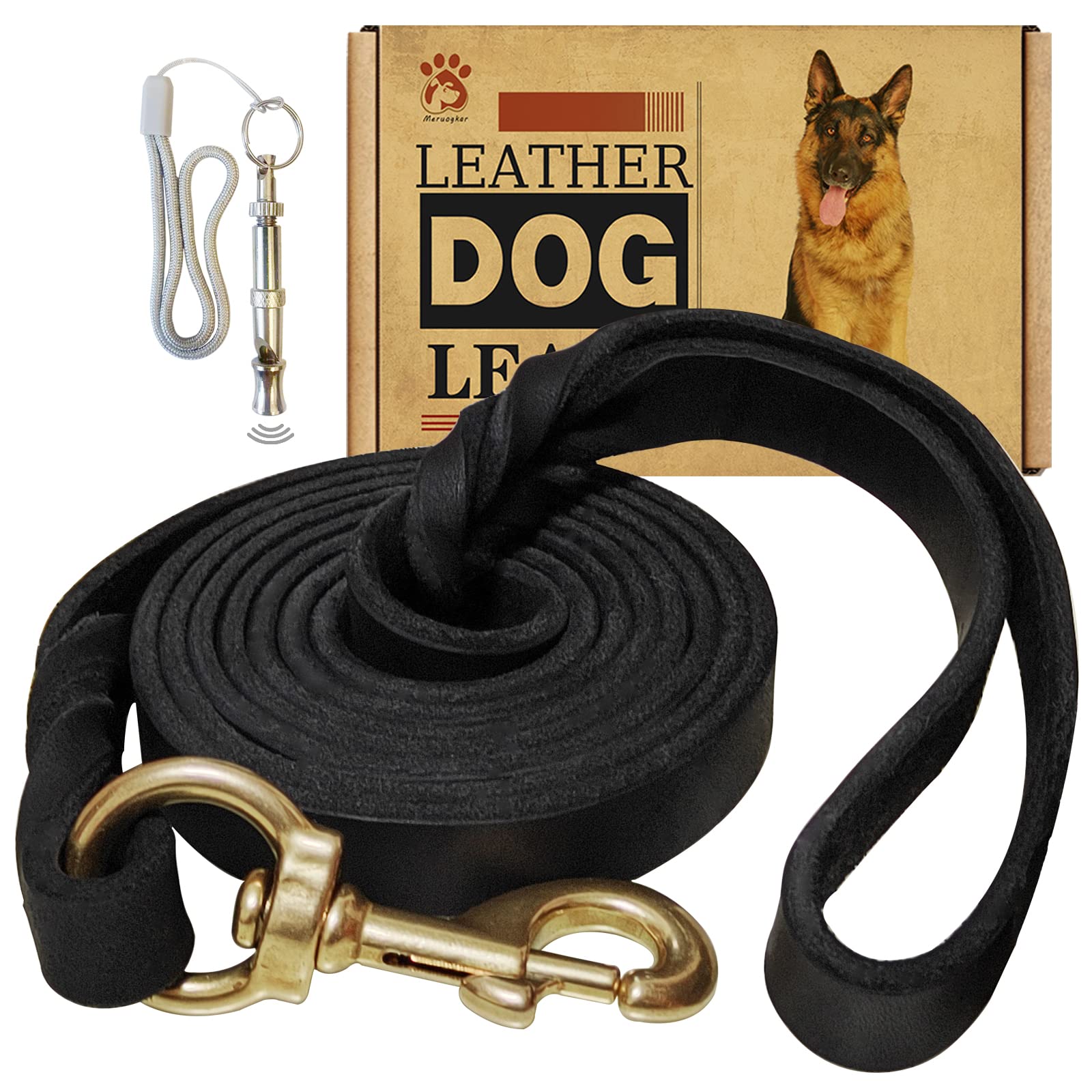 Meruogkar correa cuero para perro 6ft 3/4in, ideal para paseos diarios