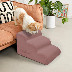 Mesa Lemon escalera de 3 pasos para perro en rosa, perfecta para subir al sofá