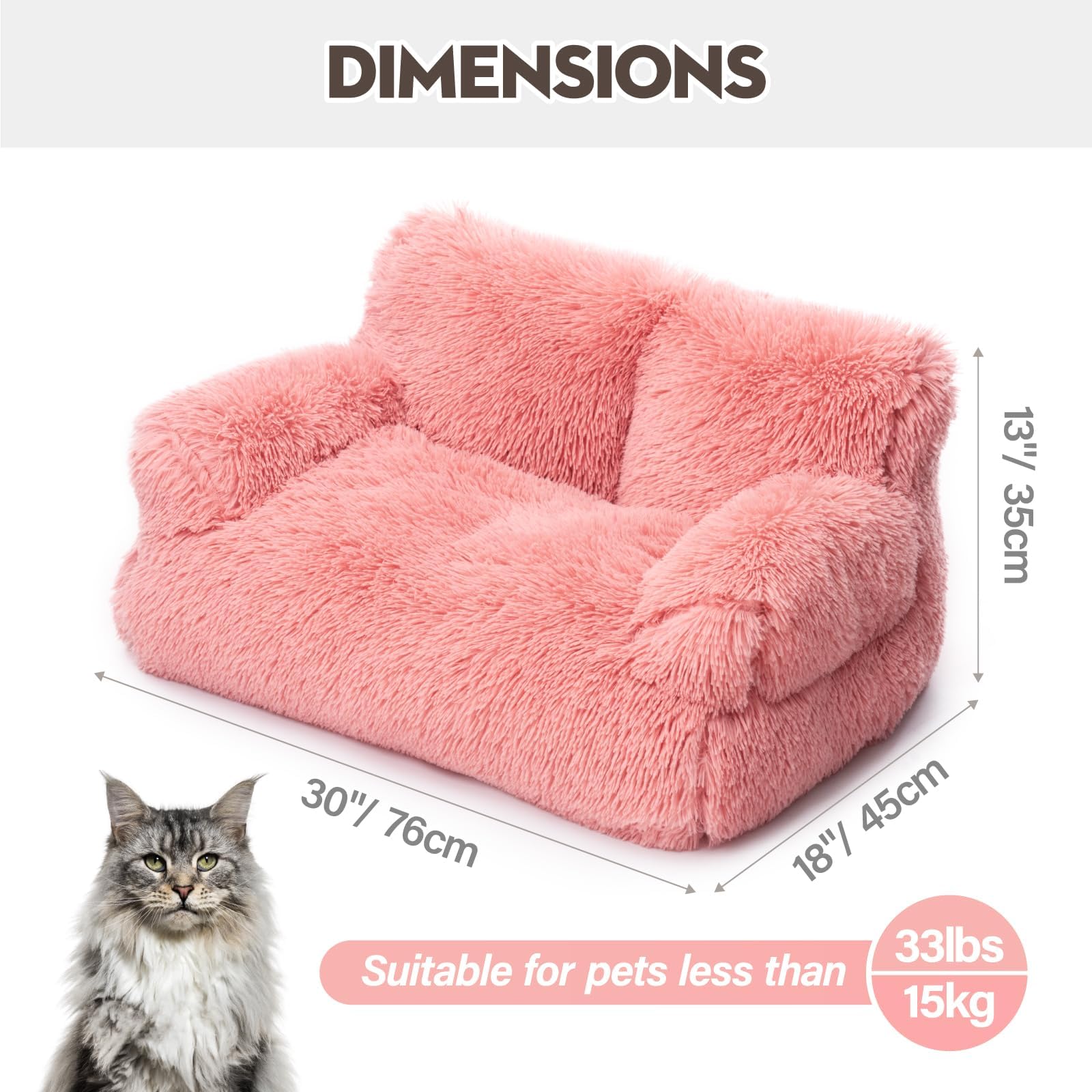 Sofá para mascotas Mewoo Rosa con funda lavable para una limpieza sencilla.