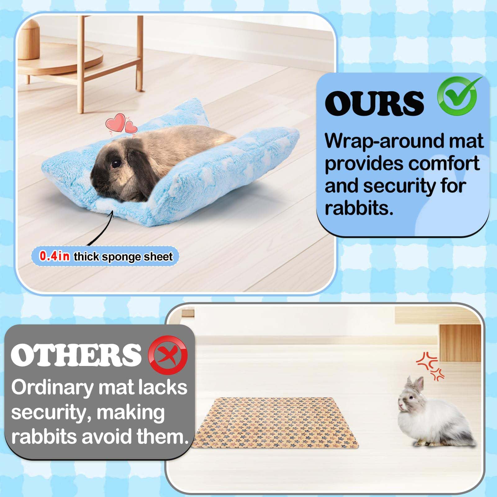 Cama acolchada MEWTOGO para conejo, soporte para articulaciones.