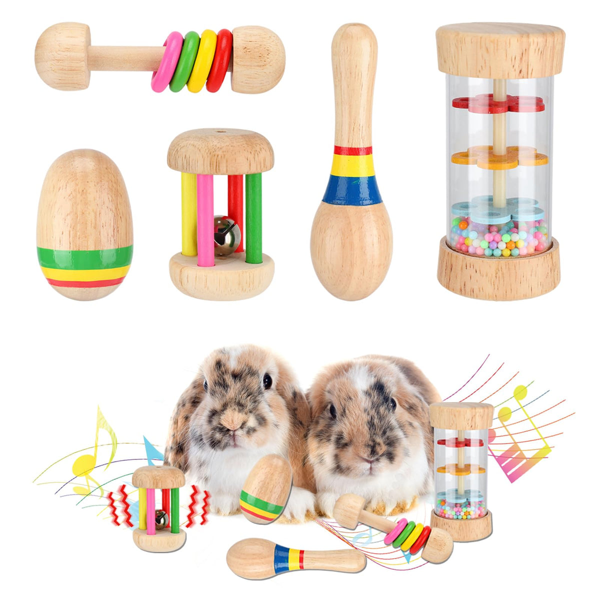 MEWTOGO juguetes de madera para conejos, seguro y durable para mordisqueos diarios