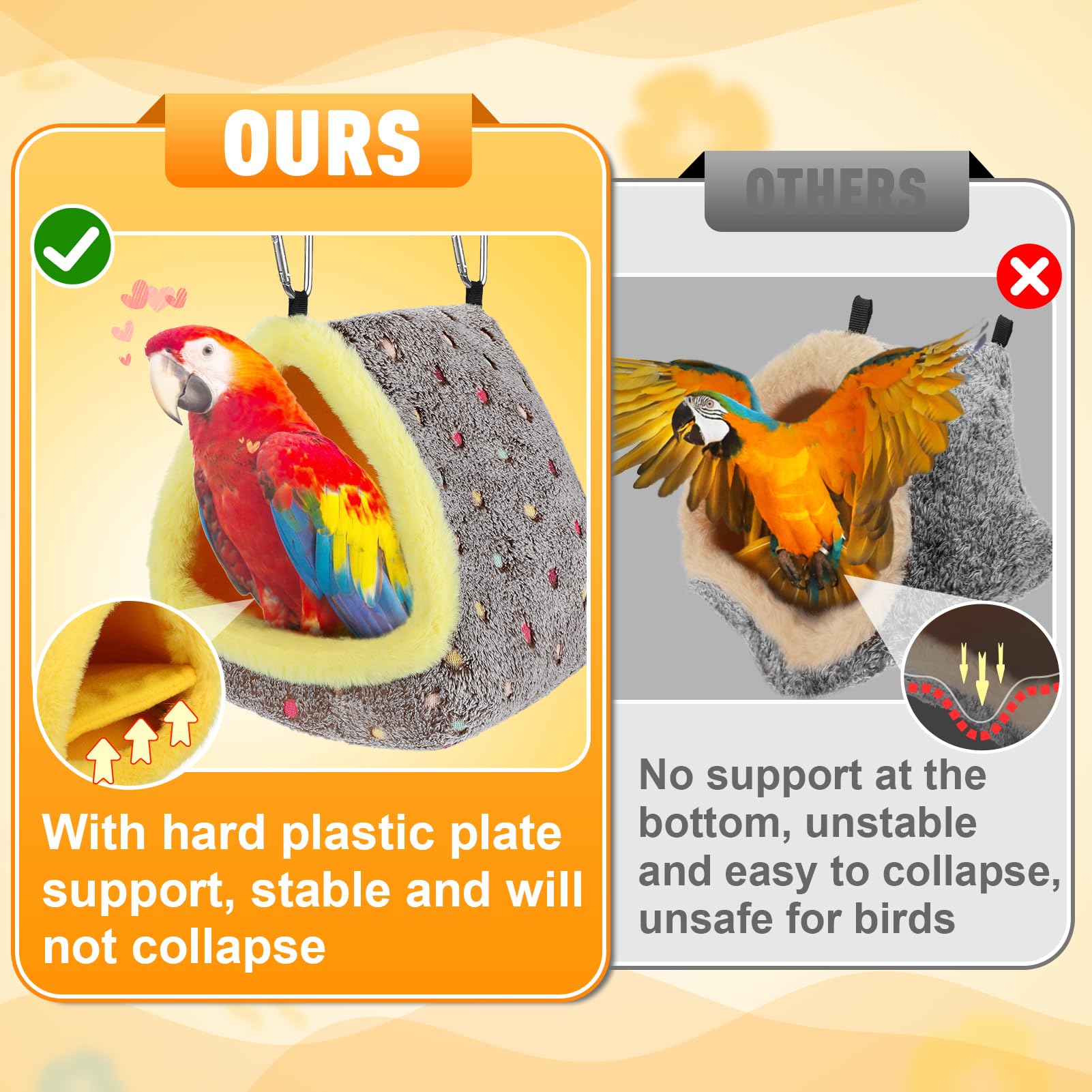 MEWTOGO plato de soporte sólido mantiene estable el nido dentro de la jaula