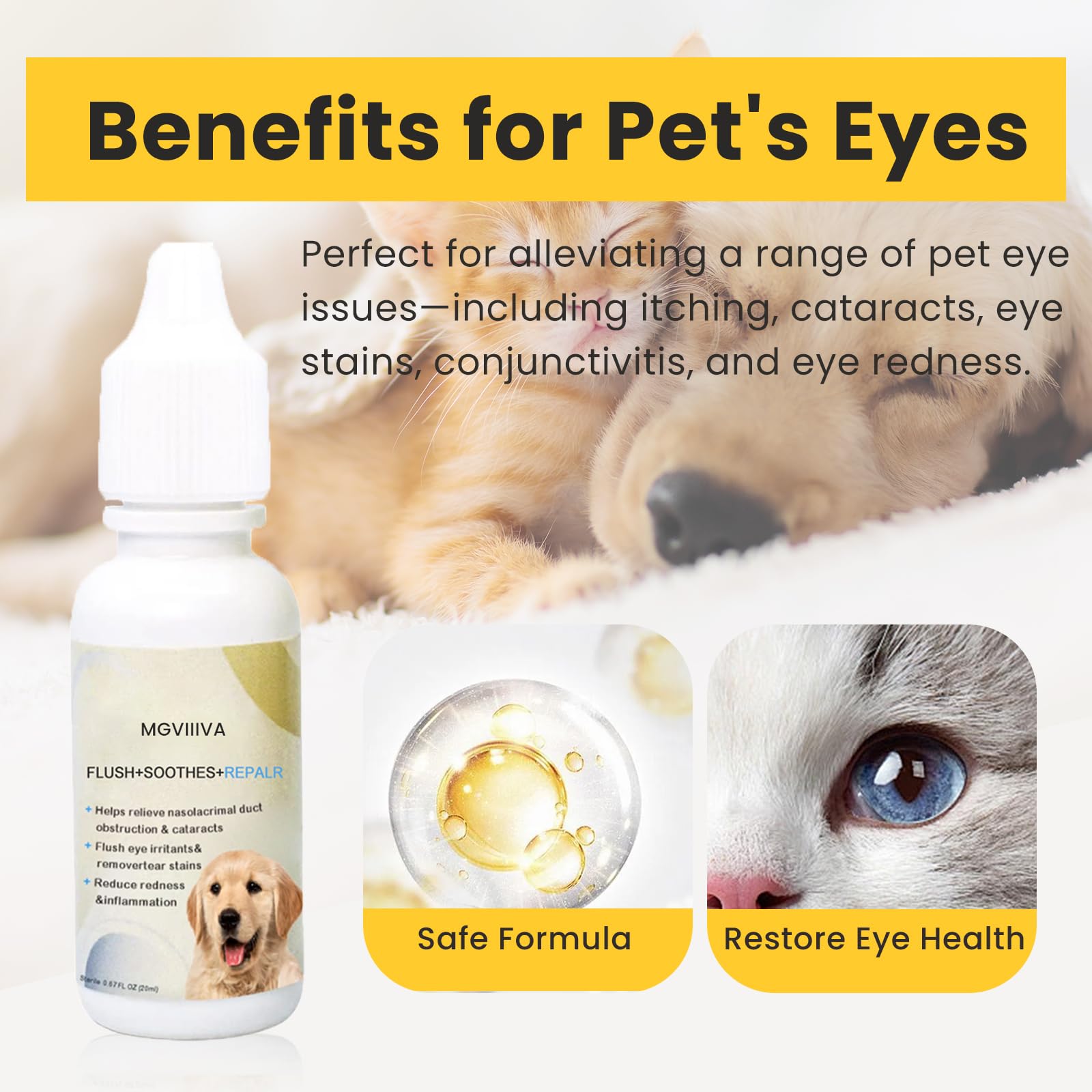 Gotas Mgviiiva para perros hidratación diaria de los ojos