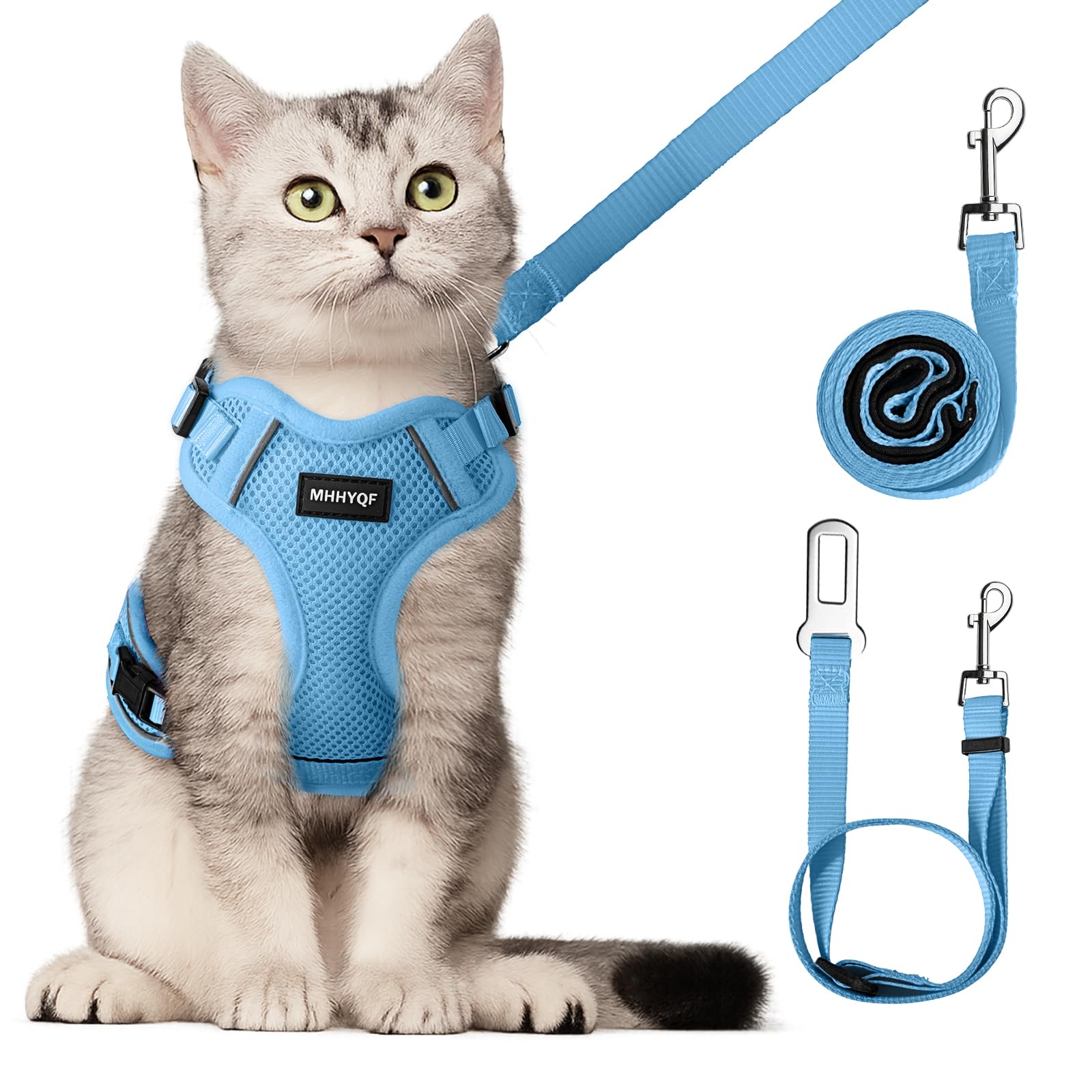 Arnés para gatos MHHYQF azul – ajuste cómodo para paseos diarios