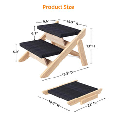Escalones de madera con base antideslizante para perros de tamaño mediano.