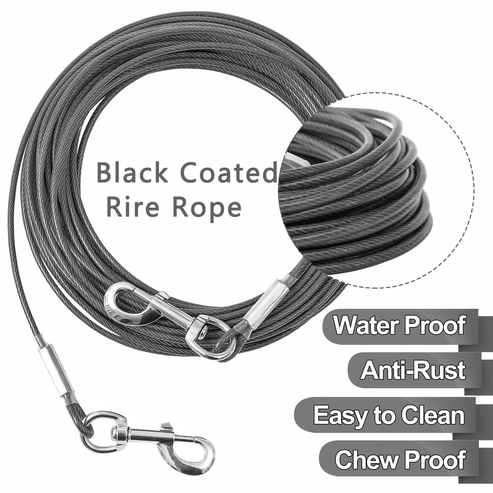 Mi Metty cable de amarre para perro de 100 pies, exploración segura en espacios grandes