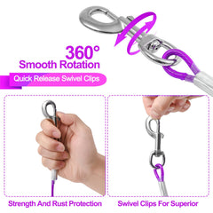 Mi Metty cable-tiro-perro-100ft-morado perfecto para exploración amplia y segura.