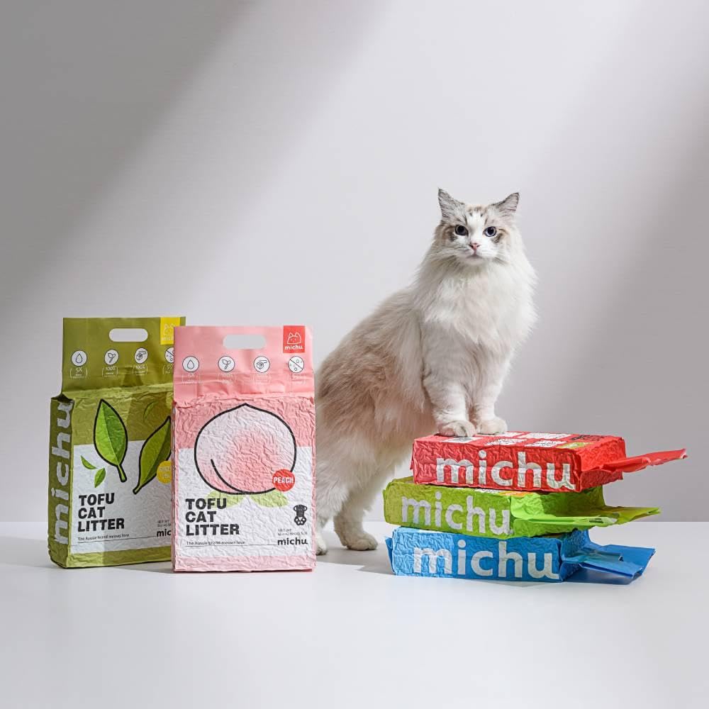 Michu tofu arena para gatos formando grumos rápidamente, limpieza más fácil.