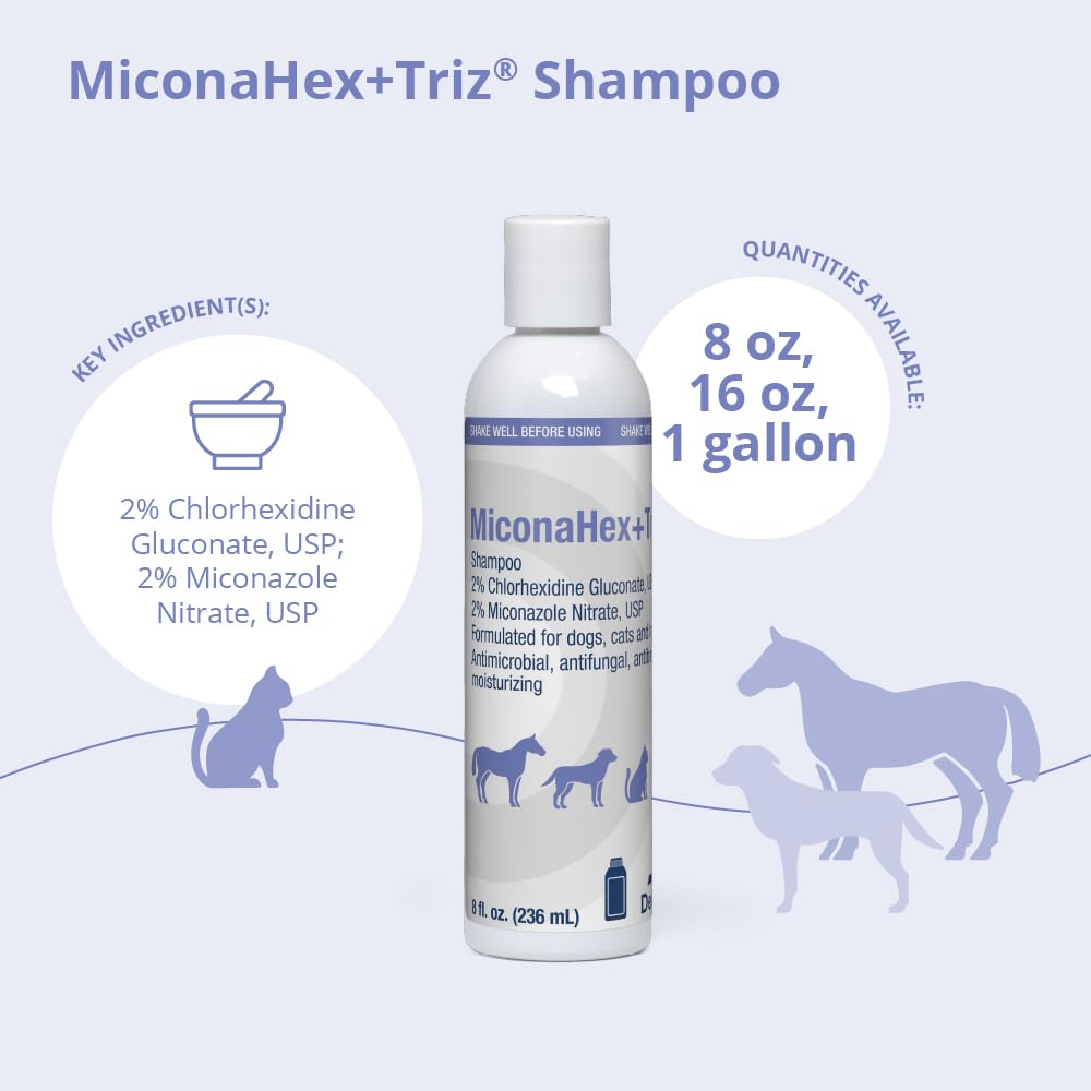 MiconaHex+Triz Shampoo espuma cremosa facilita la limpieza suave de mascotas.