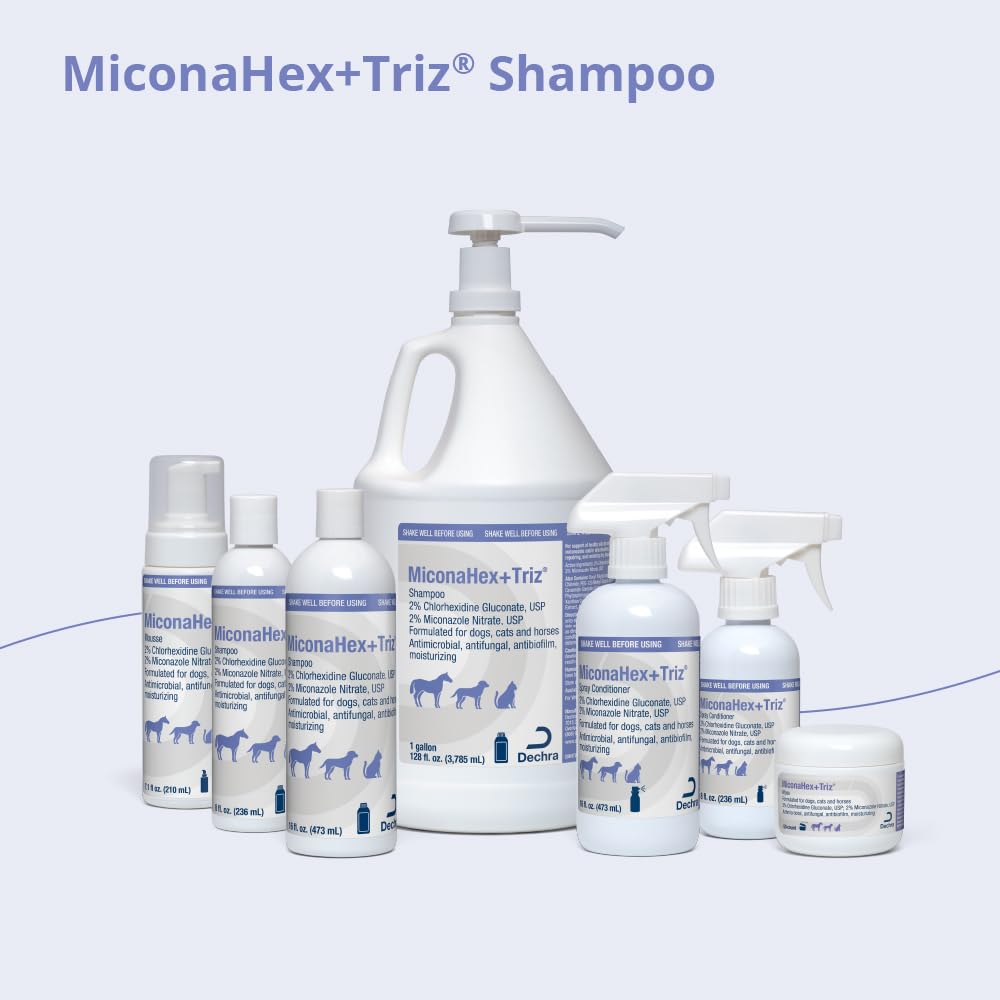 MiconaHex+Triz Shampoo ayuda a mantener la hidratación de la piel de mascotas.