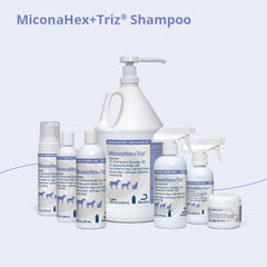 MiconaHex+Triz Shampoo ayuda a mantener la hidratación de la piel de mascotas.