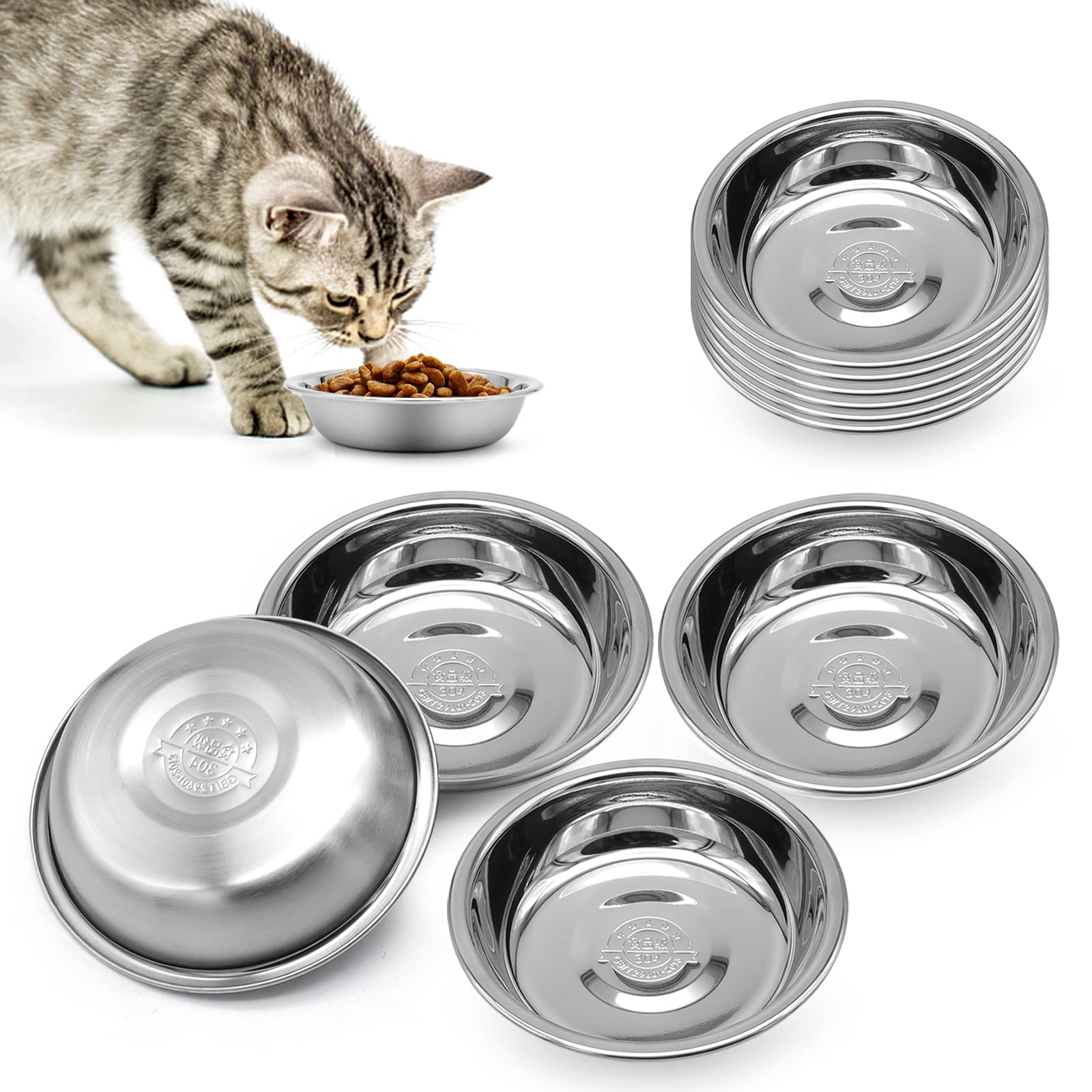 MicoSim tazón bajo de acero inoxidable para gatos, comodidad al comer