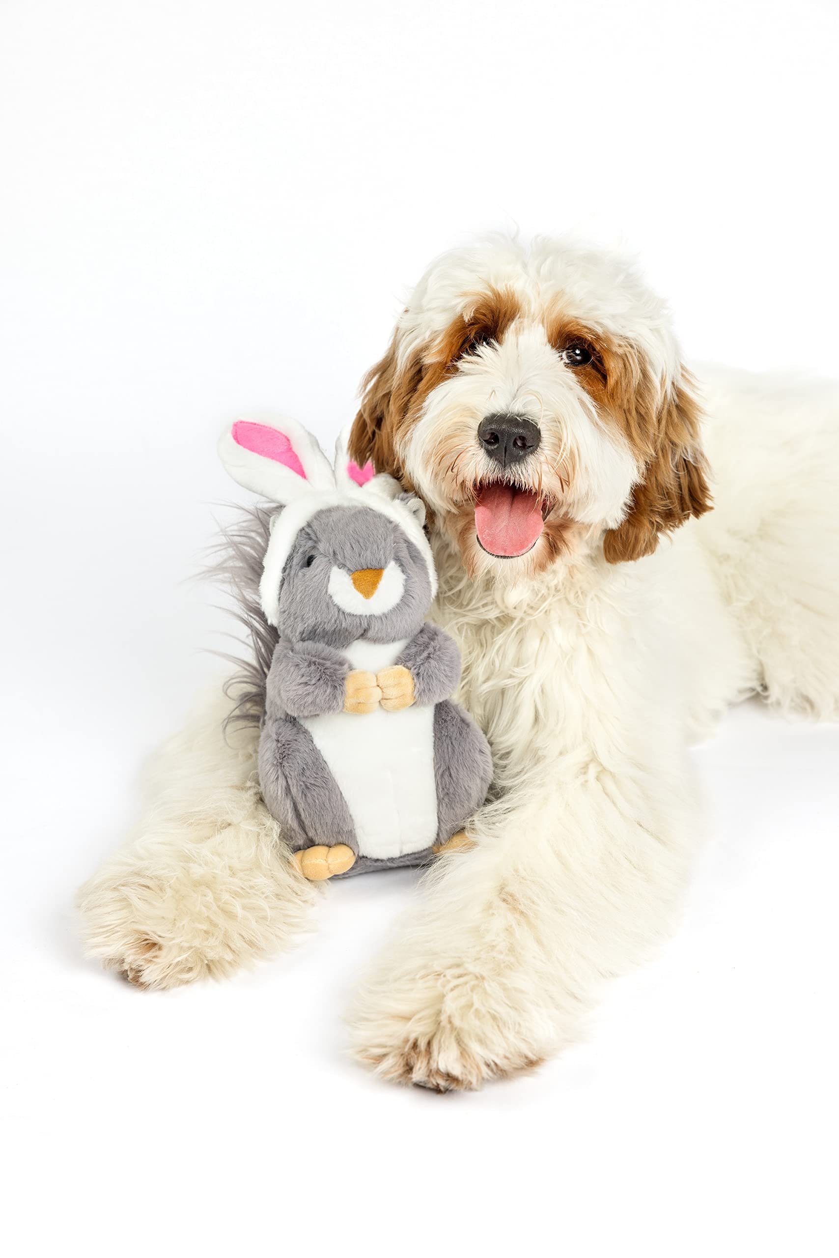 Midlee peluche navideño ardilla-conejo para perros, con sonido suave.