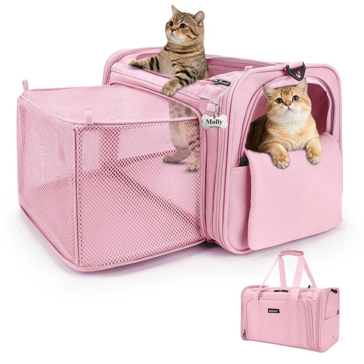 MIDOG bolsa transporte gato expansión-cuadrada para más espacio y descanso